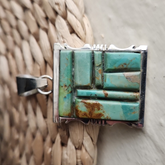 NWOT Native American Navajo Turquoise Cobblestone Pendant 💙 - Picture 7 of 10